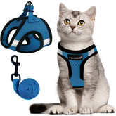 FAYOGOO cat harness tranquil teal front view for comfortable daily walks.