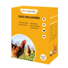 FCI GRUBS dried mealworms 9lb bag, high-protein poultry snack.