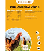 FCI GRUBS dried mealworms bag closeup, organic and protein-rich.