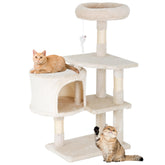 FDW 36-inch beige cat tree tower with multi-level perches for climbing and lounging