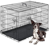 FDW 42-inch folding dog crate front view with double doors for versatile use.