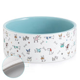 FE FUN ELEMENTS ceramic dog bowl with blue pattern for small dogs at mealtime