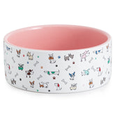 FE FUN ELEMENTS ceramic dog bowl with pink interior, easy to clean and ideal for small dogs.