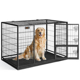 Feandrea 48inch dog crate front view, sturdy and safe for large dogs.