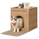 Feandrea cat litter box enclosure in goose yellow provides private space for cats.