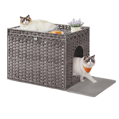 Feandrea cat litter box enclosure top view in dove gray, stylish and practical.