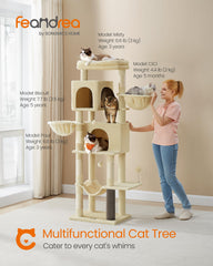 Feandrea cat tree with two private caves for quiet naps