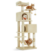 Feandrea cat tree 59.5-inch tall beige offers elevated lounging and observation.