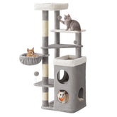 Feandrea cat tree with two cozy caves for safe lounging and multi-cat play