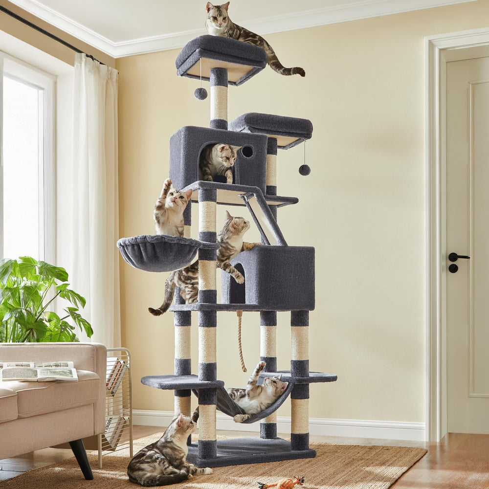 Feandrea cat tree 81.1-inch height promotes vertical exploration for curious cats