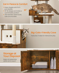 Feandrea Cat Tree Elevated Feeding Station keeps meals clean and accessible.