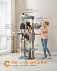 Feandrea cat tree private caves providing cozy hideaways for cats