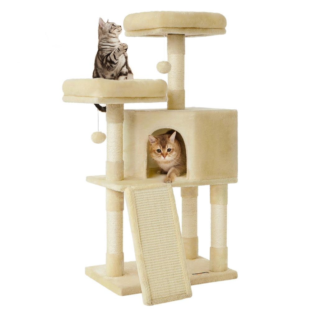 Feandrea cat tree top perches provide cozy resting spots for calm cats.