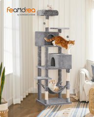 Feandrea Cat Tree two caves offer cozy retreats for multi-cat households.