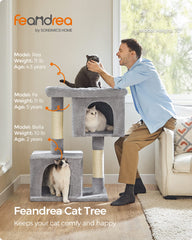 Feandrea cat tree upper caves offer view and cozy retreat.