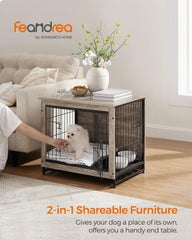 Feandrea chew-resistant wood kennel showing sturdy construction for daily use