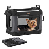 Feandrea 20 inch collapsible crate front view for travel readiness with small dogs