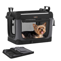 Feandrea 20 inch collapsible crate front view for travel readiness with small dogs
