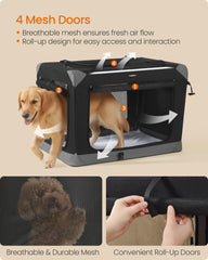 Feandrea collapsible dog crate safety zippers prevent escapes during transport
