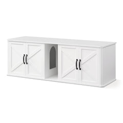 Feandrea double cat litter box enclosure with front entry reduces mess and dog interference.