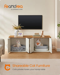 Feandrea double cat litter box side cabinets illustrate two separate litter or bed zones.