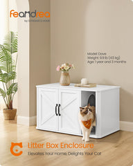 Feandrea litter box enclosure with double doors for easy access and clean-out.