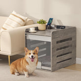 Feandrea modern dog crate table with charging station powering devices