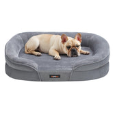 Feandrea orthopaedic dog bed with egg crate foam, highlighting breathable comfort.