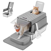 Feandrea stainless steel litter box with flip lid for easy scooping and cleaning