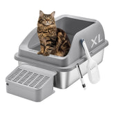 Feandrea stainless steel litter box with open top for easy monitoring and airflow
