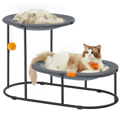 Feandrea two-tier cat hammock top view highlighting sturdy steel frame for lasting support