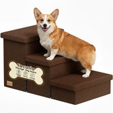 Fecuria 3-step wide dog stairs with storage enable easy bed access for pets.