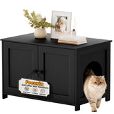 Fecuria cat litter box enclosure front view showing dog-proof design for a tidy home.