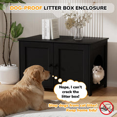 Fecuria cabinet interior demonstrates spacious 28 by 17.5 inch area for standard litter boxes.