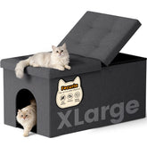 Fecuria hidden litter box ottoman blends with decor while concealing litter.
