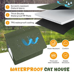 Fecuria outdoor cat house insulated cushion keeps pets warm during chilly nights