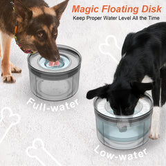 Feedoo dog drinking slowly in bowl demonstrates spill reduction.