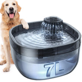 FEELNEEDY 7L dog water fountain shows large capacity for multiple pets.