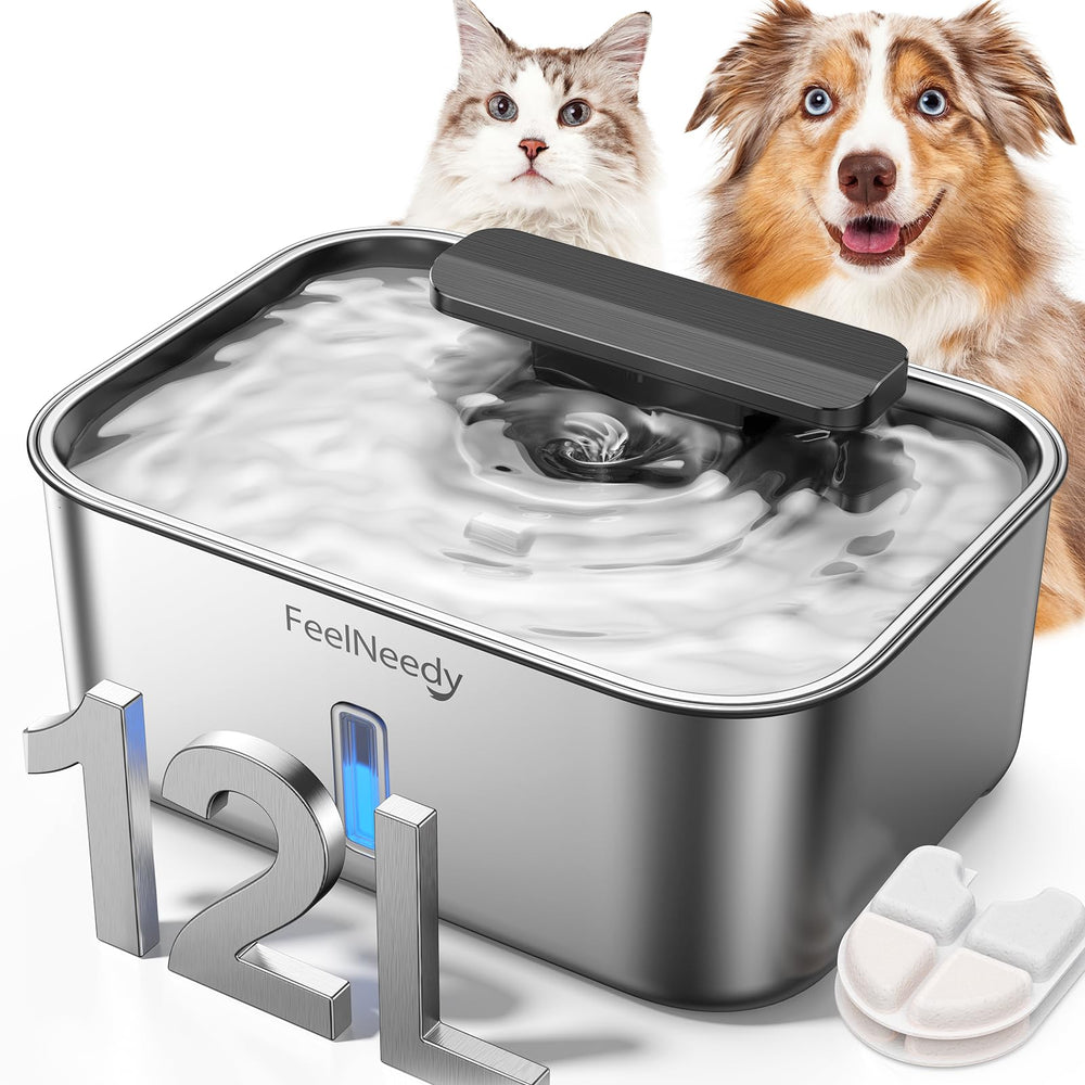 FEELNEEDY water fountain 12L capacity, front view, ideal for keeping large dogs hydrated.