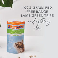 Feline Natural Green Tripe pellets close-up showing texture and natural richness.