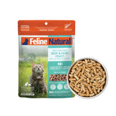 Feline Natural high protein dry cat food bowl with meat-rich kibble for active cats