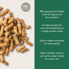 Feline Natural high-protein dry cat food New Zealand-made badge signals quality production.