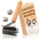 FelineFun cat brush two-sided design for efficient dematting and deshedding.
