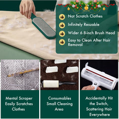 FelineFun delicate bristles on fabric protect garments while lifting fur.