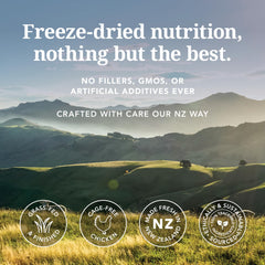 Feline Natural freeze-dried meat closeup demonstrates premium protein for active cats.