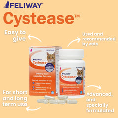 Open bottle of Feliway Cystease with capsules ready to sprinkle