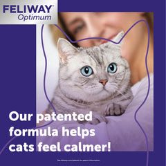 FELIWAY Optimum diffuser plugged into outlet with vents up for broad coverage.