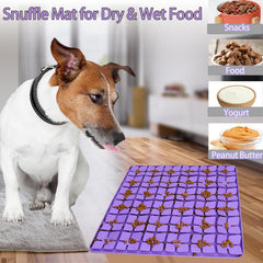 Femont snuffle mat with 132 suction cups stays in place during mealtime.