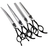 Fenice Peak straight scissors deliver precise, clean cuts for dog grooming.