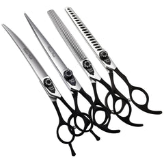 Fenice Peak straight scissors deliver precise, clean cuts for dog grooming.